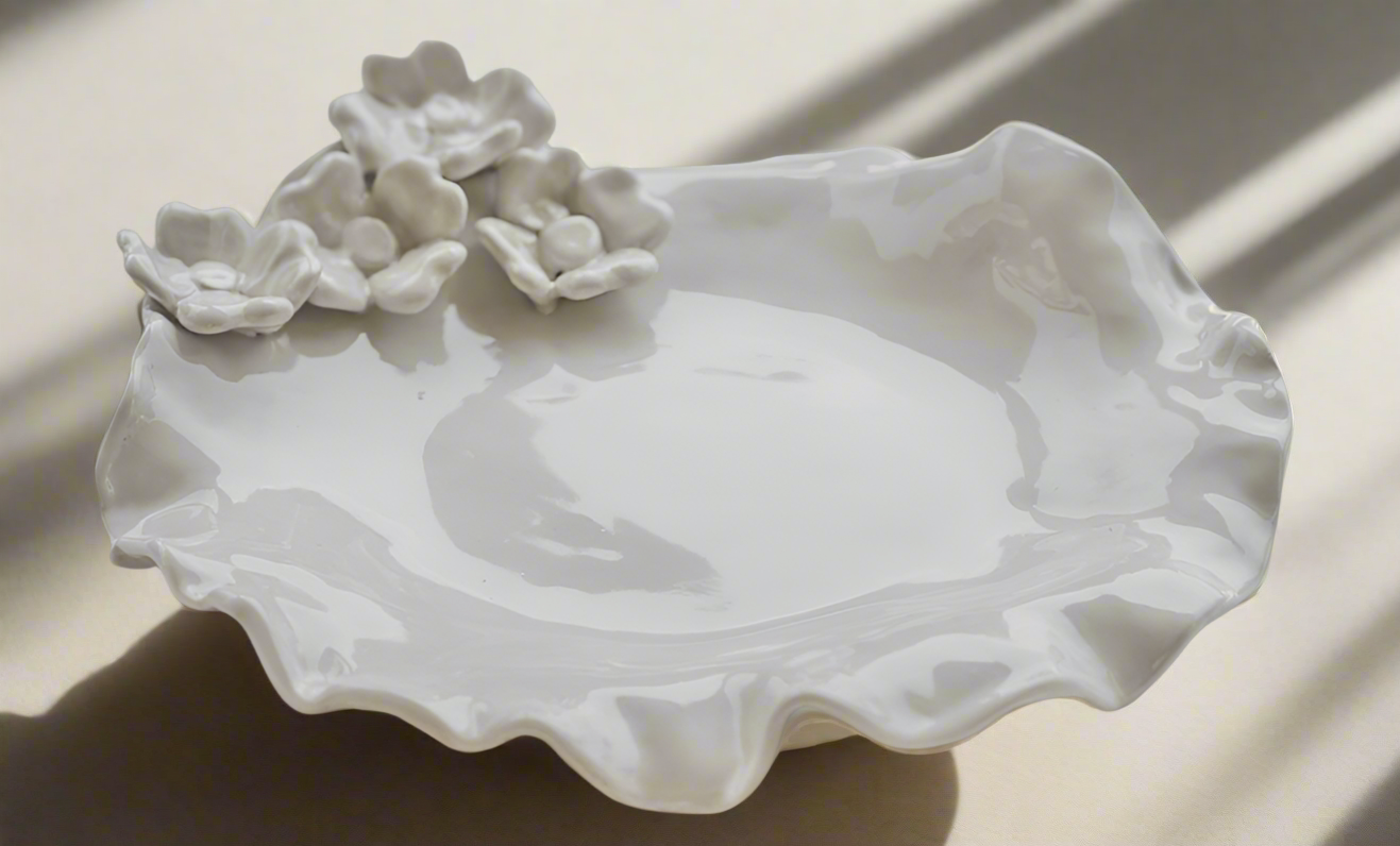 Flower Platter with Ruffled Edges